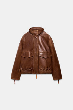 100% LEATHER BOMBER JACKET ZW COLLECTION LIMITED EDITION - Zara фото 17