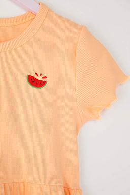 Ac?k Pembe K?z Cocuk Pamuklu Esnek Mini Nak?sl? Orme Elbise TKDSS25EL00008 - Trendyolmilla фото 5