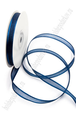 Лента органза с атласными краями 1 см*25 ярд (SF-8086) темно-синий №38 - Больше подарков фото 3