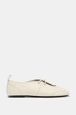 LEATHER TOPSTITCHED BALLERINAS - Zara фото 7