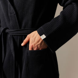 Халат вафельный мужской SL HOME: Basic «Дарк Маре», размер S, хлопок 100%, чёрный