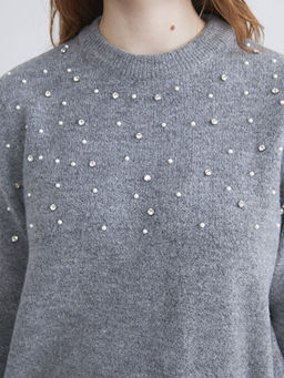 Bisiklet Yaka Ta?l? Kad?n Triko Kazak