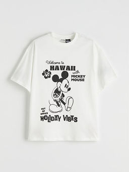 Bisiklet Yaka Mickey Mouse Bask?l? K?z ?ocuk Ti??rt