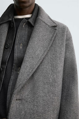 WOOL HERRINGBONE TEXTURED COAT - Zara фото 5