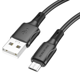 Цена за 2 шт. Кабель microUSB - USB, 1 м, "BX80", силиконовый, в коробке (6974443385205) "Borofone", черный, 2.4A
