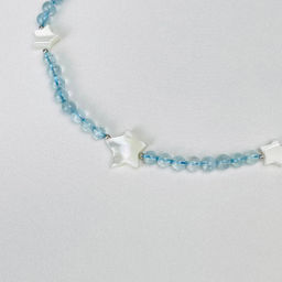 Бусы детские из Аквамарина и Перламутра 34 см +