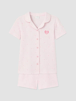 G?mlek Yaka K?z ?ocuk ?ortlu Pijama Tak?m?