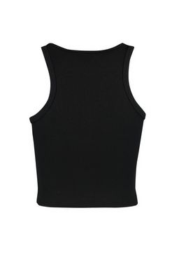 Siyah Fitted/Vucuda Oturan Super Crop Halter Yaka Fitilli Esnek Orme Atlet TWOSS21AL0050