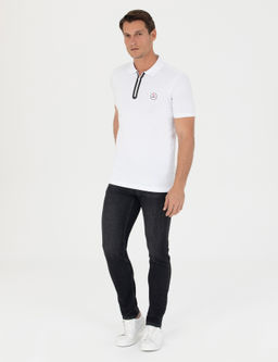 Beyaz Slim Fit Polo Yaka T-Shirt