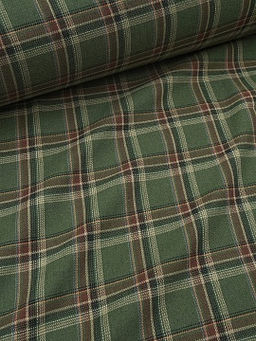 Фуле Клетка цв.темно-эвкалиптовый/коричневый, ш.1.45м, хлопок-100%, 180гр/м.кв