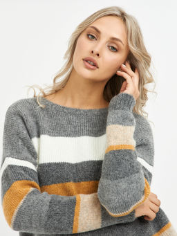 джемпер женский серый в полоску - Glenfield фото 6