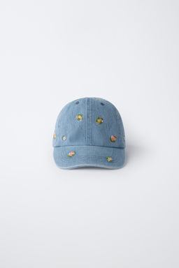 GORRA DENIM FLORES BORDADAS / Azul