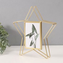Фоторамка для фото10?15 см Звезда, металл, золотистая, 29?4?26.3 см