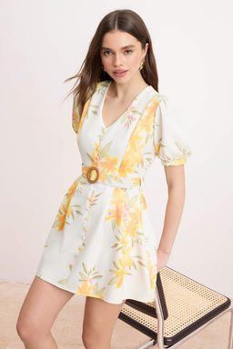 Cok Renkli Cicekli K?sa / Mini Dokuma Elbise TWOSS26EL00858 - Trendyolmilla фото 2