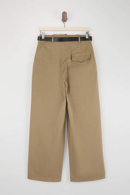 Haki Kemerli %100 Pamuk Dokuma Barrel Pantolon TWOSS26PL00126