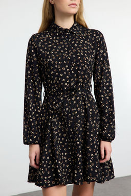 TRENDYOLMILLA Cok Renkli Kusakl? Animal Desenli Skater/Belden Ac?lan Mini Viskon Dokuma Elbise TWOAW25EL00461  фото 9