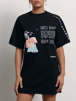 CONTE Платье из футера свободного кроя Blurred LPL 1639 black