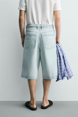 JORTS DENIM BAGGY FIT BORDADOS / Azul claro - Zara фото 3