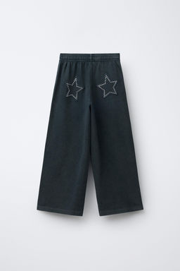 WASHED-EFFECT WIDE-LEG TROUSERS WITH STAR STUDS - Zara фото 2