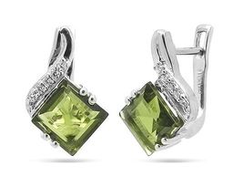 Серьги, оливковая шпинель, Филиси