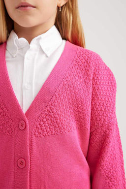 Кардиган для девочек с V-образным вырезом - Defacto фото 4
