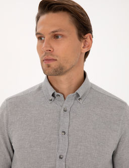 Gri Slim Fit Uzun Kollu G_mlek