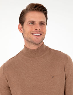 Camel Melanj Slim Fit Yar_m Bal_k__ Yaka Basic Triko Kazak - Pierre cardin фото 2