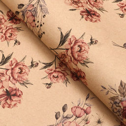 Цена за 2 шт. Бумага упаковочная, крафт Пионы, 70?100 см, 1 лист