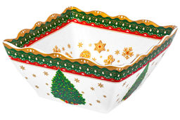 Салатник 1 л 16*16*8 см Новогодняя елка зеленый узор, квадрат глубокий, фарфор NEW BONE CHINA - Elan gallery фото 7