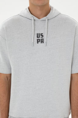Erkek Comfort Fit Kap__onlu K_sa Kollu Gri Melanj Sweatshirt - U.s. polo assn фото 6
