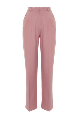 Limited Edition Ac?k Pembe Straight/Duz Kesim Dokuma Kumas Pantolon TWOAW23PL00401