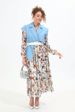 Платье NIKVA н904-4 голубой+акварель  фото 2