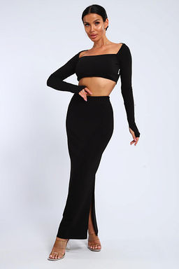 Юбка, футер (01056, черный макси) - Плиона фото 6