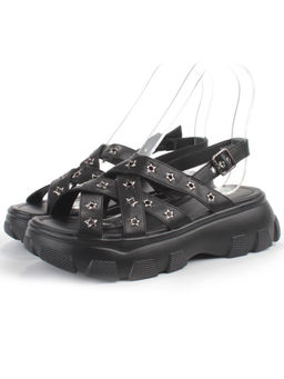 08-PEAG47-2 BLACK Босоножки женские (натуральная кожа)