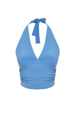 Trendyolmilla Bordo Boyundan Baglamal? Vucuda Oturan Esnek Orme Bluz TWOSS24BZ00061  фото 26