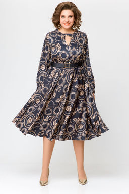 Платье Swallow 707 черный+бежевый принт