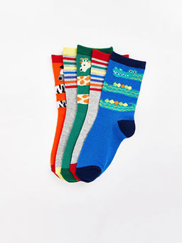 Desenli Erkek ?ocuk Soket ?orap 5li