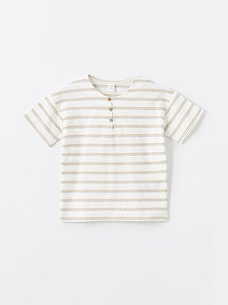 Hakim Yaka ?izgili K?sa Kollu Erkek Bebek Ti??rt