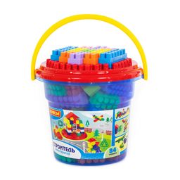 Конструктор Строитель (84 элемента) (в ведре Макси с крышкой) - Полесье фото 2