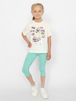 CRB wear/CWKG 90151-21 Комплект для девочки (футболка, брюки типа легинсы),экрю/Ex.Cherubino