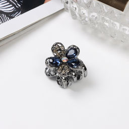 Цена за 6 шт. Крабик для волос «Роуз», цветочек, 2 см, чёрный