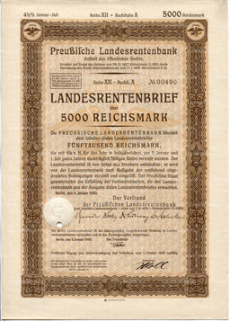 Облигация 4,5% 5000 марок 1940 года Германия