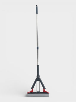Швабра PVA со складным отжимом, стальной 2-х секционный черенок, высота 115 см, чёрно-красная