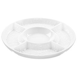 Менажница 26*26*2,5 см, "Веточки-цветочки" цельная, 5 секций