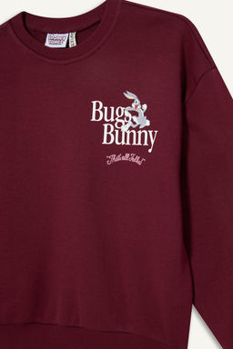 Looney Tunes Oversize Geni_ Kal_p Bisiklet Yaka Sweatshirt K_z _ocuk - Defacto фото 5