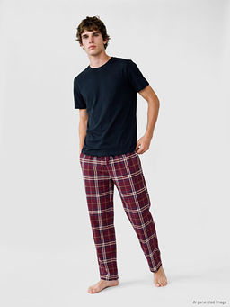 Regular Fit Ekose Erkek Pijama Alt