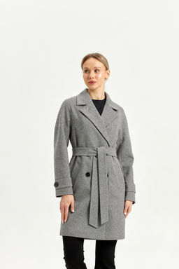 Пальто женское демисезонное 22970 (серый/ёлочка) - Kankan фото 4