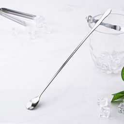 Ложка для коктейлей из нержавеющей стали, длина 31,5 см, цвет серебряный