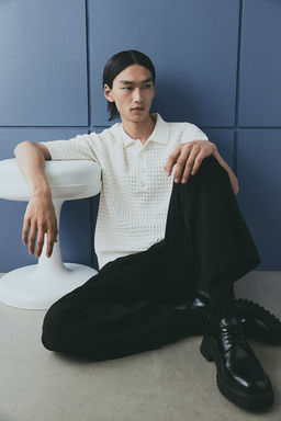 Regular Fit Waffle-knit polo shirt - H&m фото 4