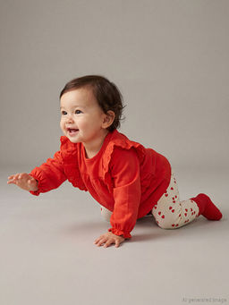 Kalp Desenli K?z Bebek Bluz ve Tayt